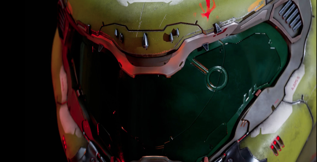 Close up image of Game Art sci fi helmet