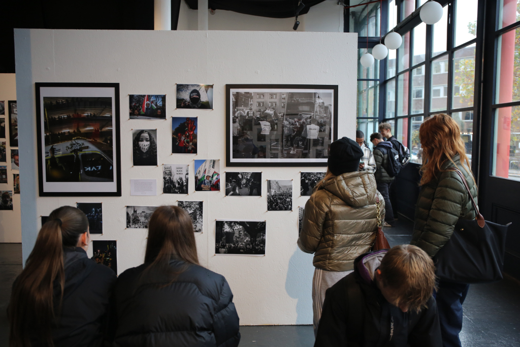 Students at a photography gallery